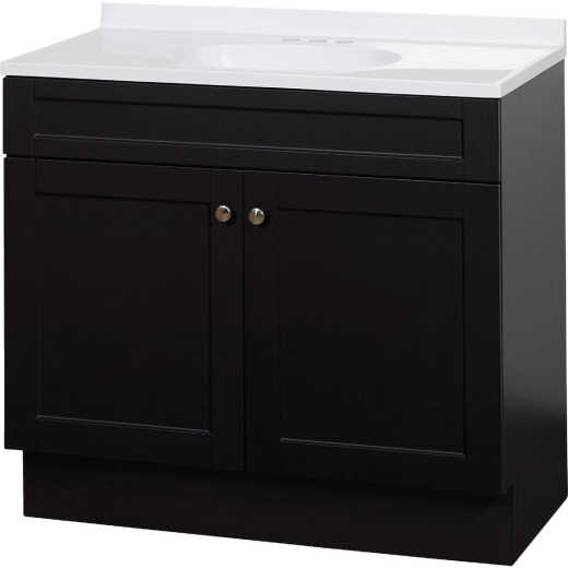 Zenith Zenna Home Espresso 36 In. W x 35 In. H x 18 In. D Shaker Vanity with White Cultured Marble Top