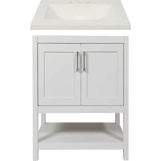 Modular Monaco White 24 In. W x 18 In. D x 34-1/2 In. H  Vanity with White Cultured Marble Top