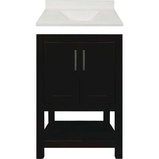 Modular Monaco Espresso 24 In. W x 18 In. D x 34-1/2 In. H Vanity with White Cultured Marble Top