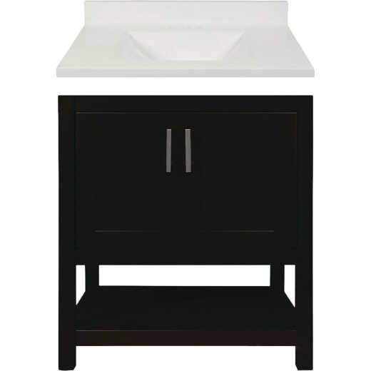 Modular Monaco Espresso 30 In. W x 21 In. D x 34-1/2 In. H  Vanity with White Cultured Marble Top
